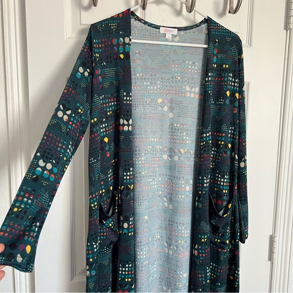 Lularoe | Sarah Open Front Duster Cardigan Teal Color Women's - Picture 3 of 7